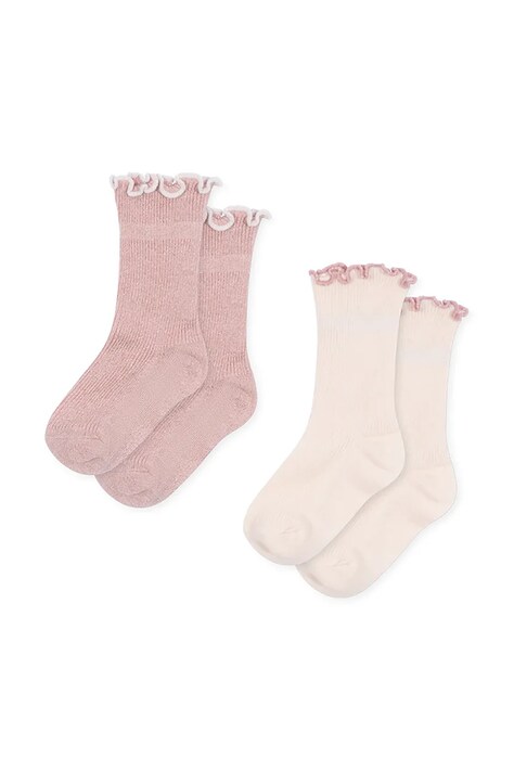 Детские носки Konges Sløjd 2 PACK RIB FRILL SOCKS 2 шт цвет розовый KS102240