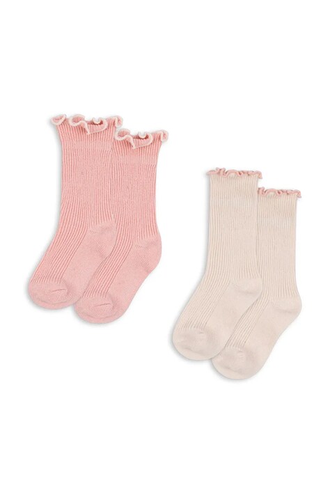 Konges Sløjd sosete copii 2 PACK RIB FRILL SOCKS 2-pack culoarea roz, KS103290