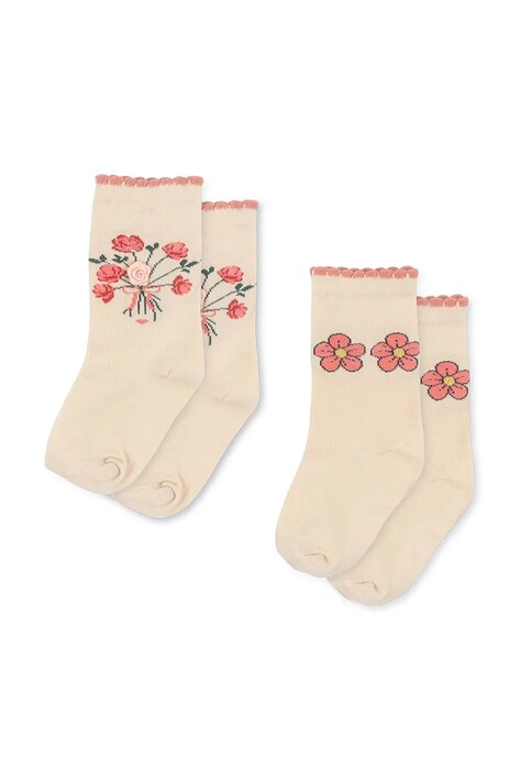 Dětské ponožky Konges Sløjd 2 PACK ROSE SOCKS 2-pack béžová barva, KS103383