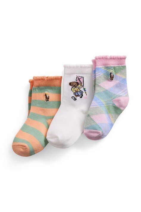 Polo Ralph Lauren skarpetki dziecięce 3-pack kolor różowy 445969095001
