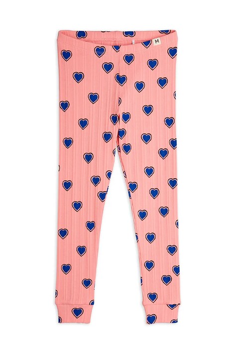 Детские хлопковые леггинсы Mini Rodini Outlined hearts цвет розовый с узором 2523012428