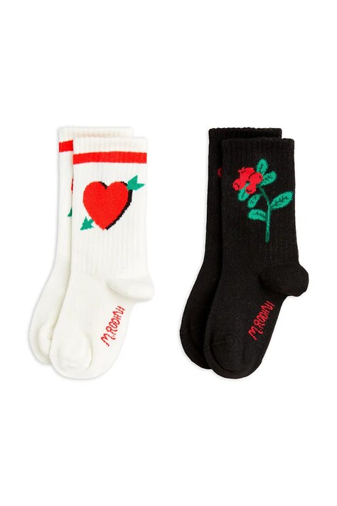 Дитячі шкарпетки Mini Rodini Arrowed heart 2-pack колір чорний 2526011000