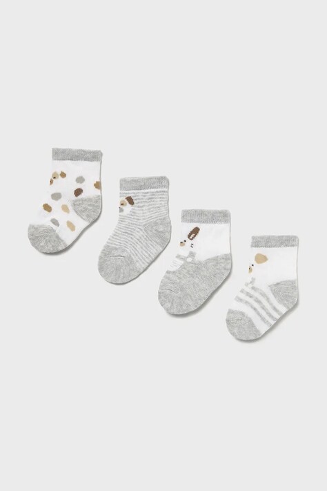 Dětské ponožky Mayoral Newborn 4-pack šedá barva, 9862