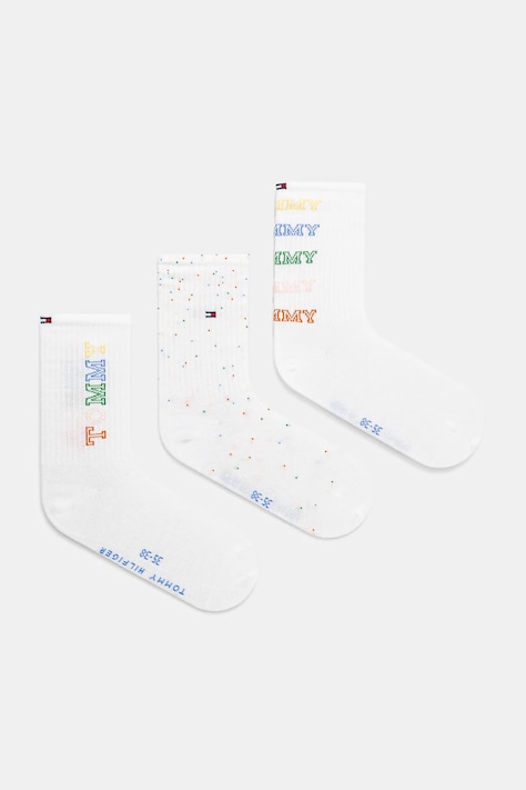 Detské ponožky Tommy Hilfiger 3-pak biela farba, 701232711