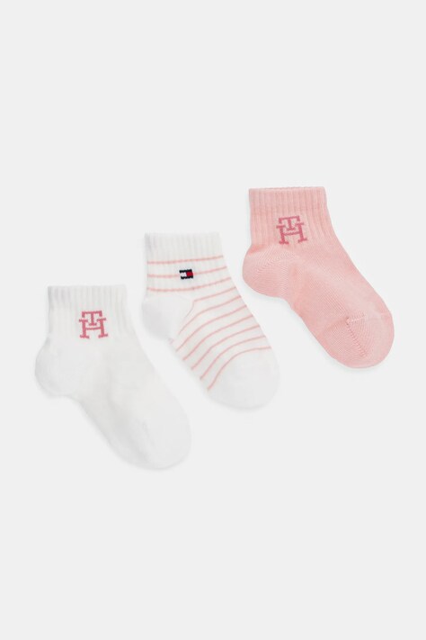 Ponožky pre bábätká Tommy Hilfiger 3-pak ružová farba, 701232851