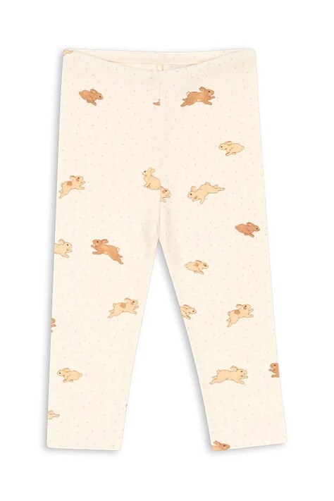 Konges Sløjd leggins din bumbac pentru copii MINNIE PANTS GOTS culoarea bej, modelator, KS103560