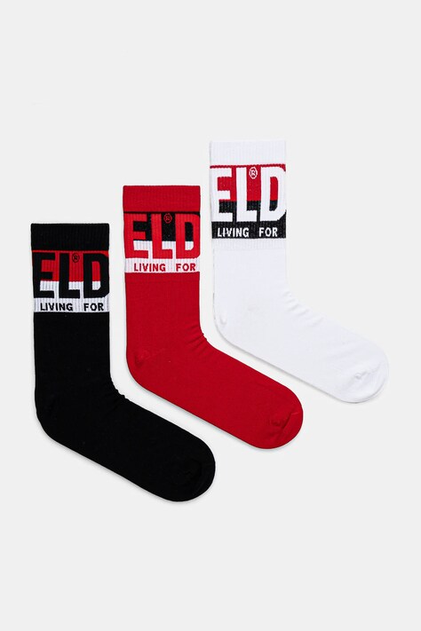 Ponožky Diesel SKM-RAY-THREEPACK SOCKS 3-pack pánské, červená barva, 00SAYJ.0IQAR