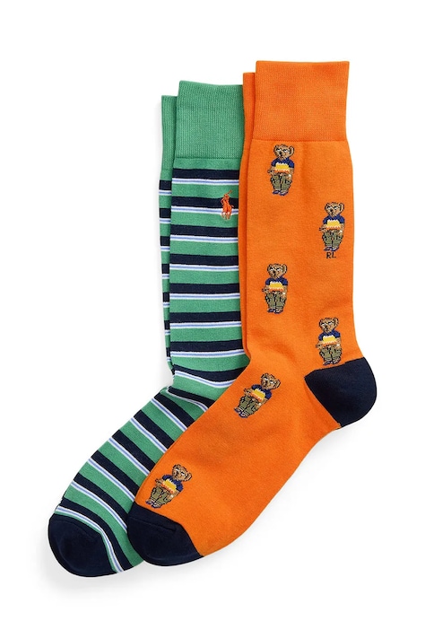 Ponožky Polo Ralph Lauren 2-pack pánské, oranžová barva, 449973042