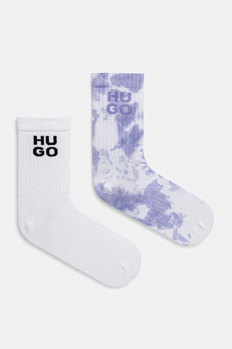 Ponožky HUGO 2-pack pánské, bílá barva, 50537570