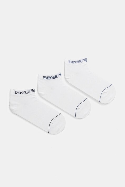 Emporio Armani Underwear sosete 3-pack barbati, culoarea alb, EM000550 AF12276