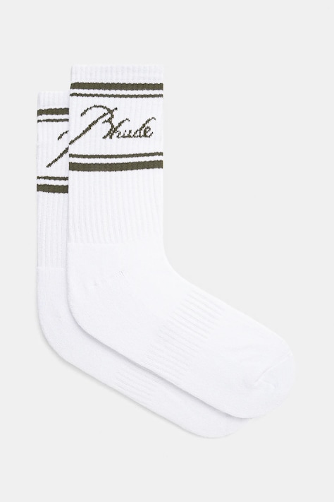 Чорапи RHUDE Striped Script Logo в бяло RHPS25SO03117