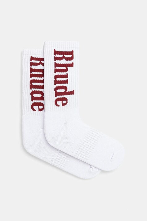 RHUDE socks Vertical Logo white color RHSS25SO01227