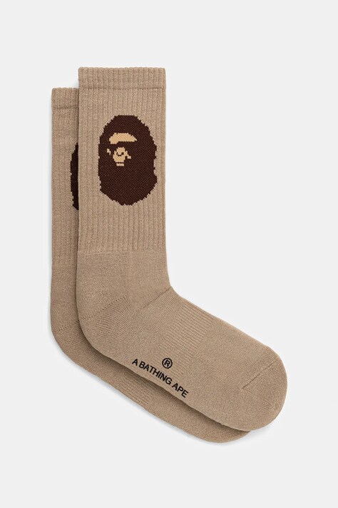 Ponožky A Bathing Ape APE head pánské, béžová barva, 1K80184001