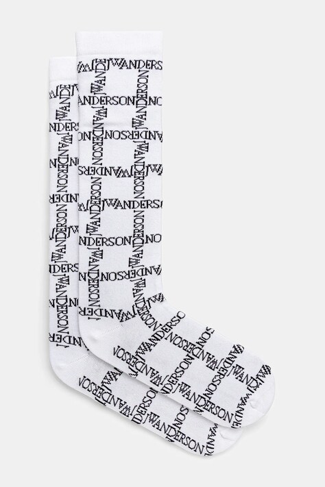 JW Anderson șosete Logo Grid Long culoarea alb, KW1034.YN0273.903