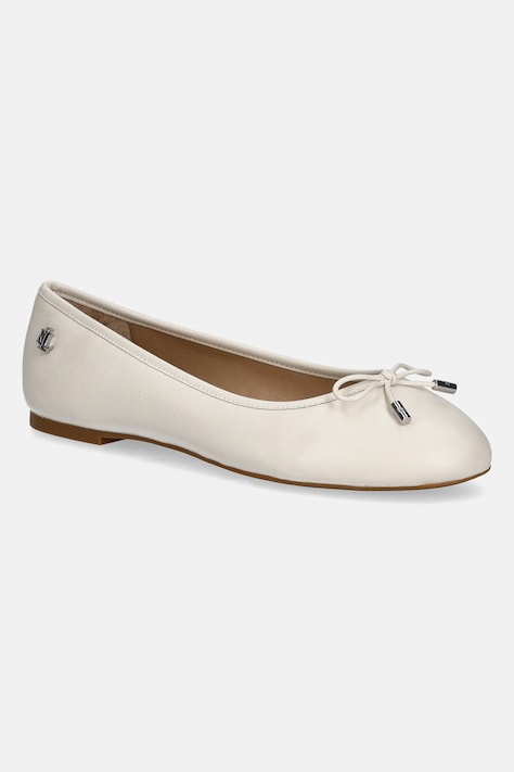 Kožené baleríny Lauren Ralph Lauren Jayna béžová barva, 802940728006