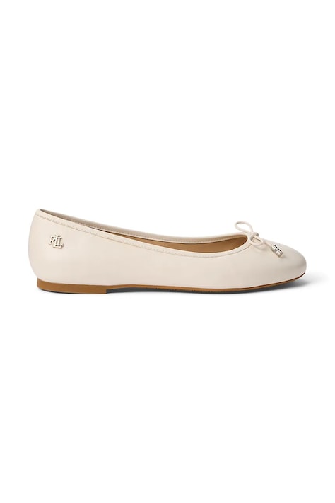 Usnjene balerinke Lauren Ralph Lauren Jayna bež barva, 802940728006