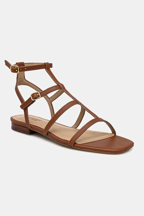 Lauren Ralph Lauren sandale de piele Everley Gldr femei, culoarea maro, 802959977003