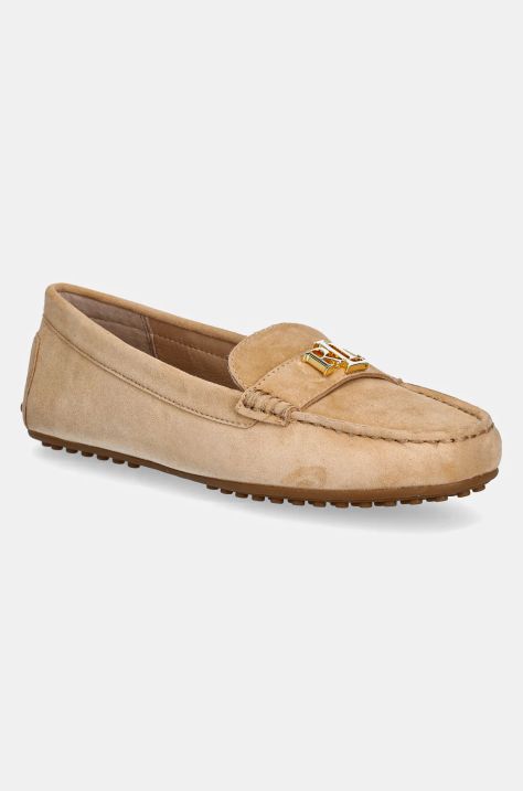 Lauren Ralph Lauren mocasini din piele intoarsa Barnsbury femei, culoarea bej, cu toc plat, 802821629026