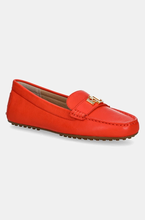 Lauren Ralph Lauren mocasini de piele Barnsbury femei, culoarea portocaliu, cu toc plat, 802852847023