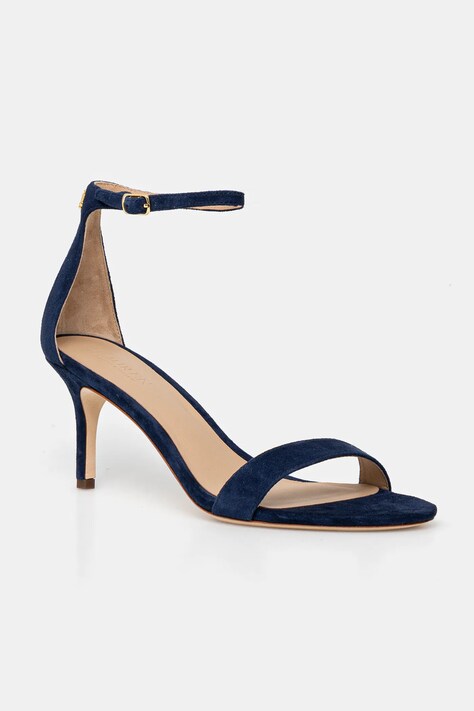 Lauren Ralph Lauren sandale din piele întoarsă Allie Mid culoarea bleumarin, 802959175002