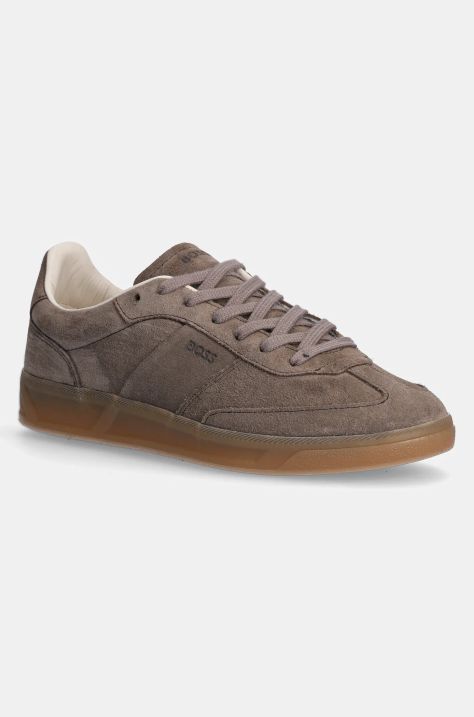 BOSS sneakers din piele intoarsă Brenta culoarea maro, 50536645