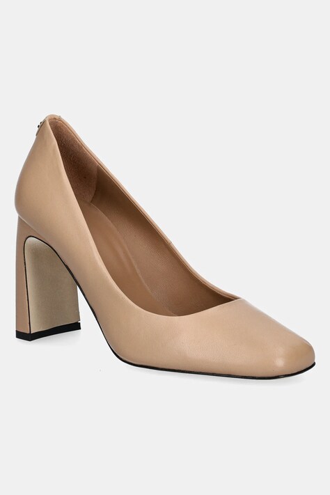 BOSS pantofi de piele Charlieze culoarea bej, cu toc drept, 50536335