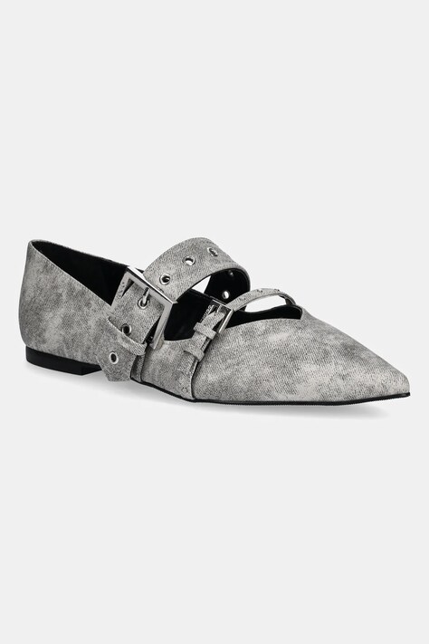 HUGO balerini de piele Maridia culoarea gri, 50536406
