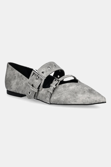 HUGO bőr balerina cipő Maridia szürke, 50536406