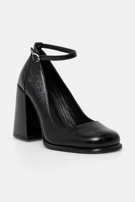HUGO pantofi de piele Kiora culoarea negru, cu toc drept, 50536423