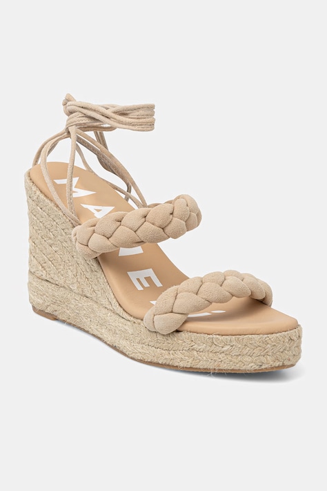 Sandale od brušene kože Manebi Hamptons Two Braided Bands Wedge Espadrilles boja: bež, M 1.1 WE