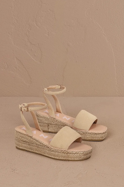Σανδάλια σουέτ Manebi Platforms With Strap χρώμα: μπεζ, M 1.1 WJ