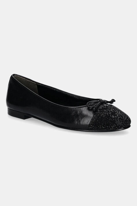 Tory Burch balerini de piele Cap-Toe Pave Ballet culoarea negru, 166214-004