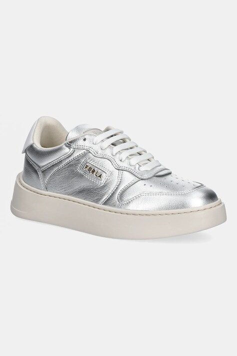 Kožené tenisky Furla Sport Lace-Up Sneaker stříbrná barva, YJ17SPT BX3714 P3300