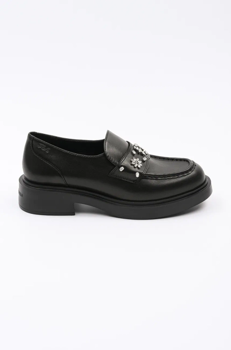 Karl Lagerfeld mocasini de piele MACIE femei, culoarea negru, cu platforma, KL41215