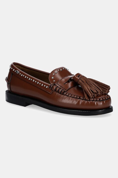 Weekend Max Mara mocasini de piele WEEKENDAN femei, culoarea maro, cu toc plat, 2515521014600