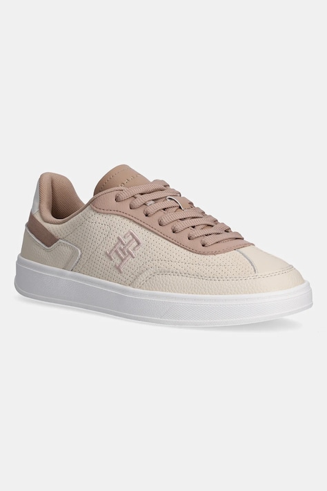 Kožené sneakers boty Tommy Hilfiger TH HERITAGE SNEAKER PERF béžová barva, FW0FW08380
