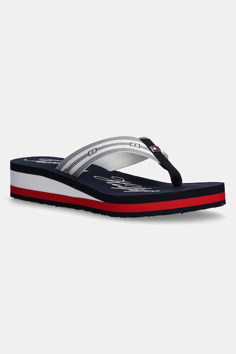 Вьетнамки Tommy Hilfiger IM TH SIGNATURE BEACH SANDAL женские цвет синий на платформе FW0FW08369