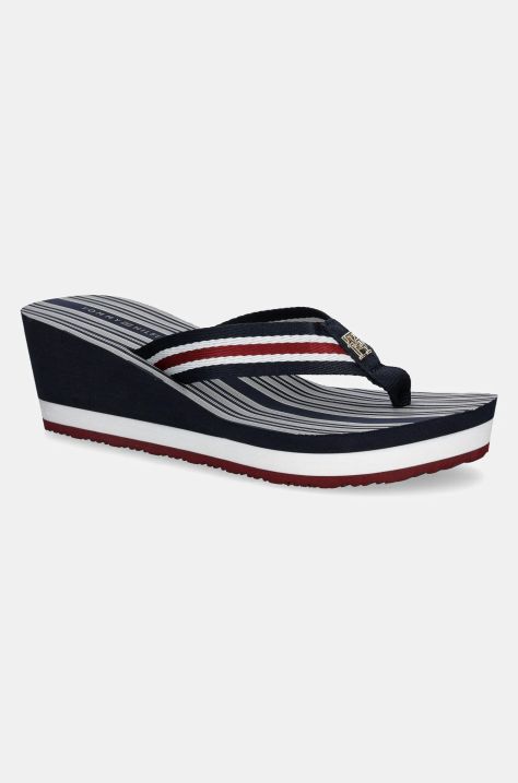 Tommy Hilfiger japonki IM PLATFORM BEACH SANDAL damskie kolor granatowy na koturnie FW0FW08371