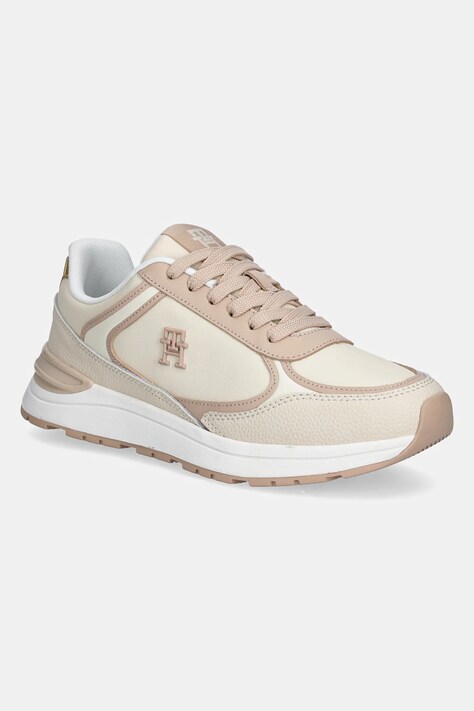 Tommy Hilfiger sneakers din piele CASUAL FASHION RUNNER LTHR culoarea bej, FW0FW08325
