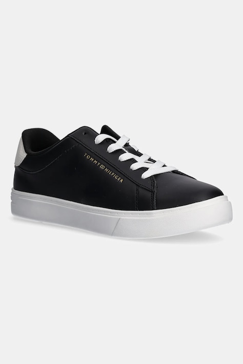 Kožené sneakers boty Tommy Hilfiger ESSENTIAL COURT SNEAKER černá barva, FW0FW08320
