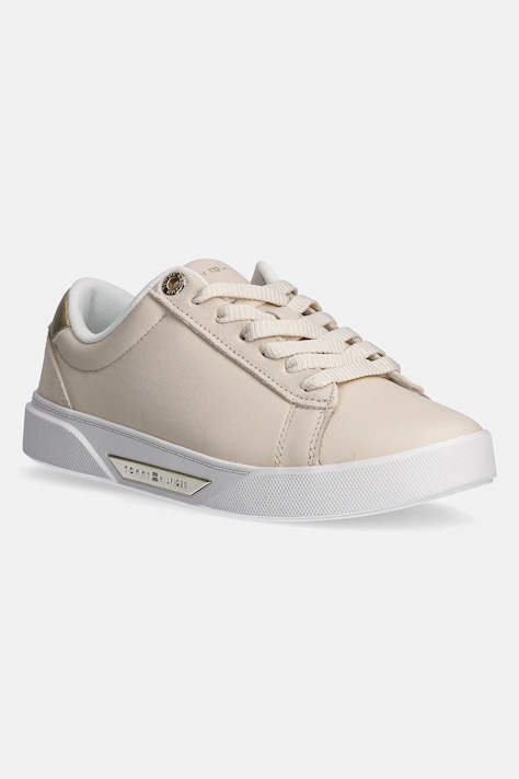 Tommy Hilfiger sneakers din piele CHIC COURT SNEAKER culoarea bej, FW0FW08382