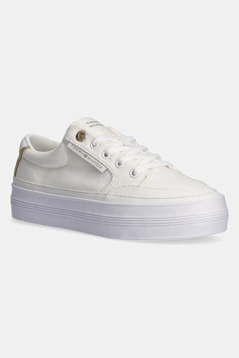 Tommy Hilfiger tenisi ESSENTIAL VULC TEXTILE SNEAKER femei, culoarea alb, FW0FW08323