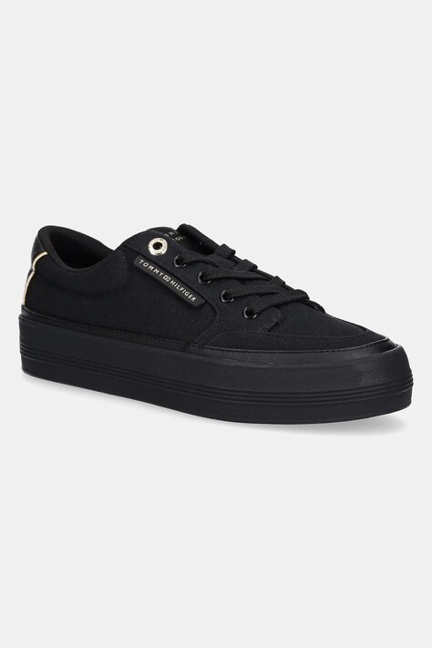 Πάνινα παπούτσια Tommy Hilfiger ESSENTIAL VULC TEXTILE SNEAKER χρώμα: μαύρο, FW0FW08323