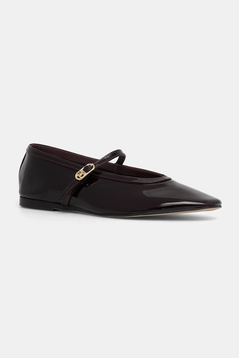 Kožené baleríny Tommy Hilfiger BALLERINA MARYJANE PATENT vínová barva, FW0FW08577