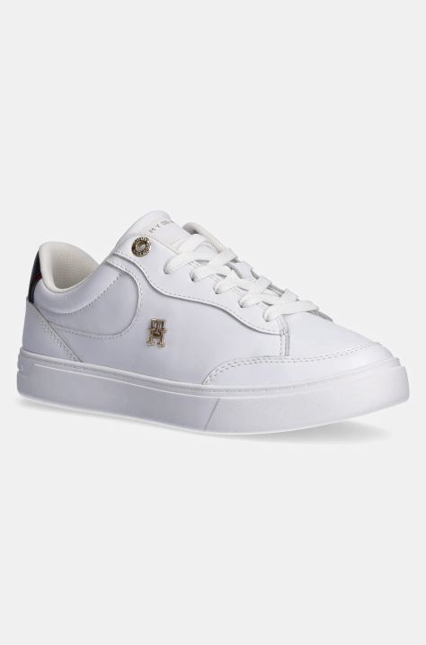 Δερμάτινα αθλητικά παπούτσια Tommy Hilfiger ESSENTIAL CHIC COURT SNEAKER RWB χρώμα: άσπρο, FW0FW08579