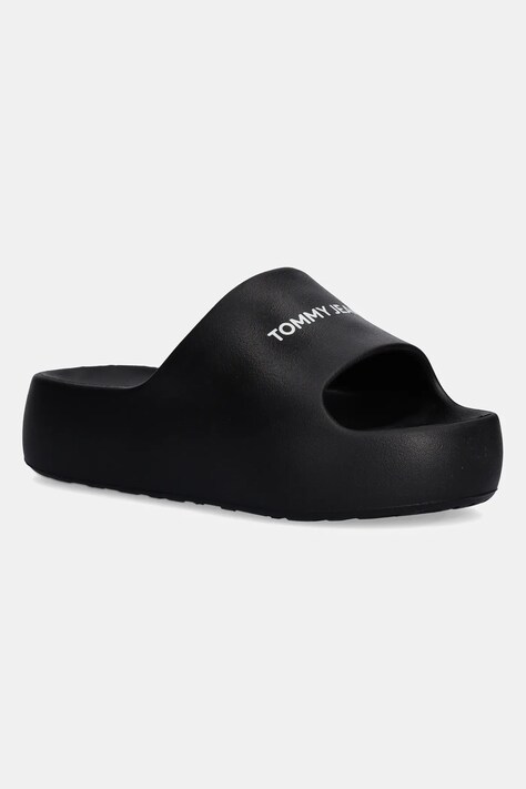 Шлепанцы Tommy Jeans TJW FLATFORM POOL SLIDE ESS женские цвет чёрный на платформе EN0EN02763