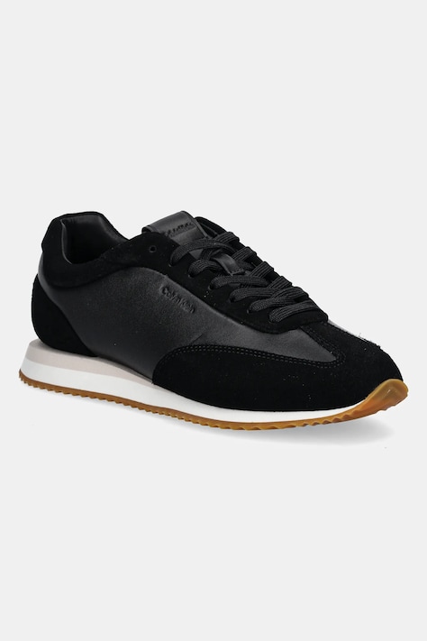 Calvin Klein sneakers din piele RUNNER LACE UP - LTH SUE MIX culoarea negru, HW0HW02286