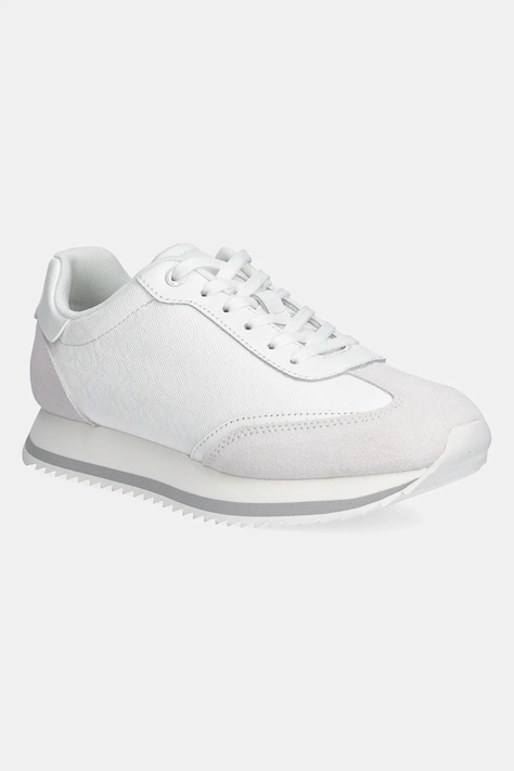 Sneakers boty Calvin Klein RUNNER LACE UP - MONO MIX bílá barva, HW0HW02294