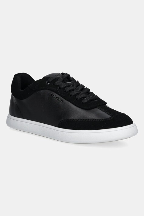 Calvin Klein sneakers din piele CUPSOLE LACE UP - LTH SUE MIX culoarea negru, HW0HW02435