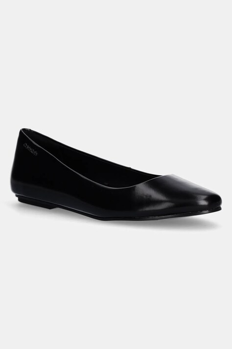 Kožené baleríny Calvin Klein ROUND BALLERINA černá barva, HW0HW02449